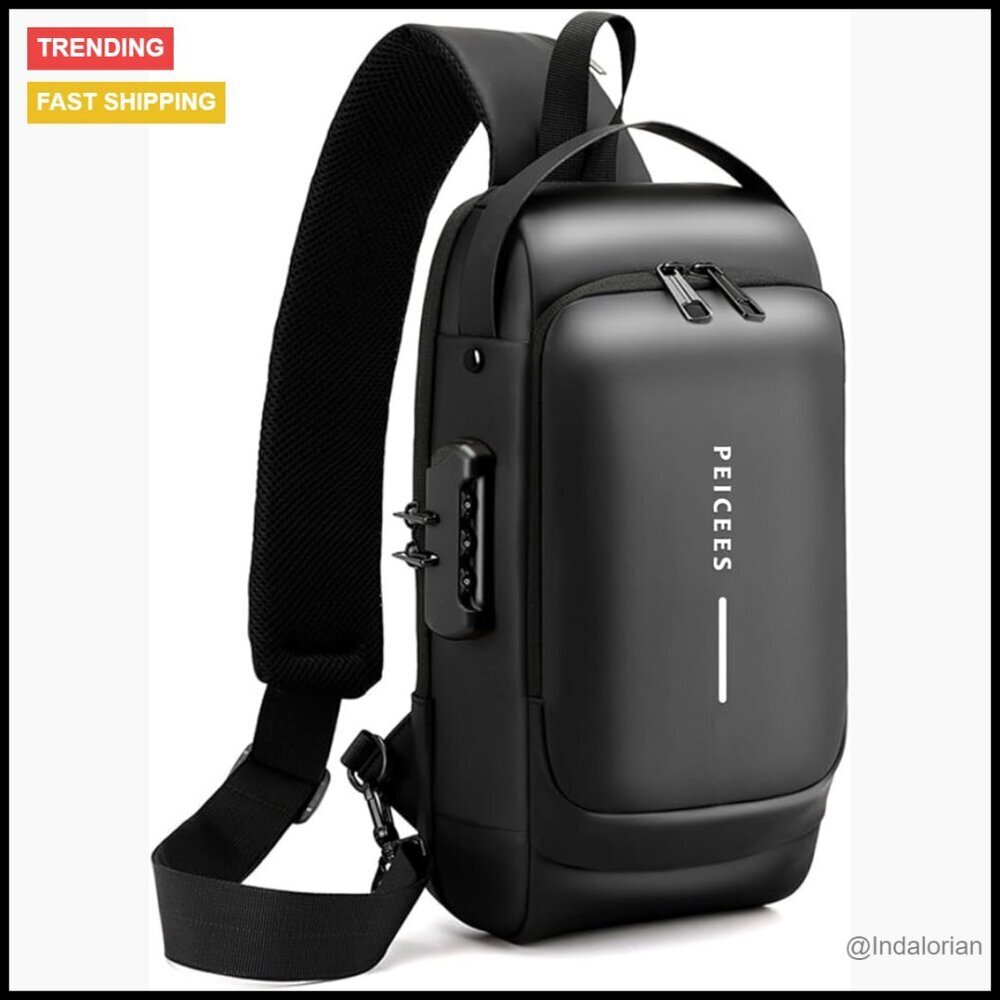 Leather Crossbody Sling Bag Anti-Theft Waterproof Adjustable Strap Daily Use